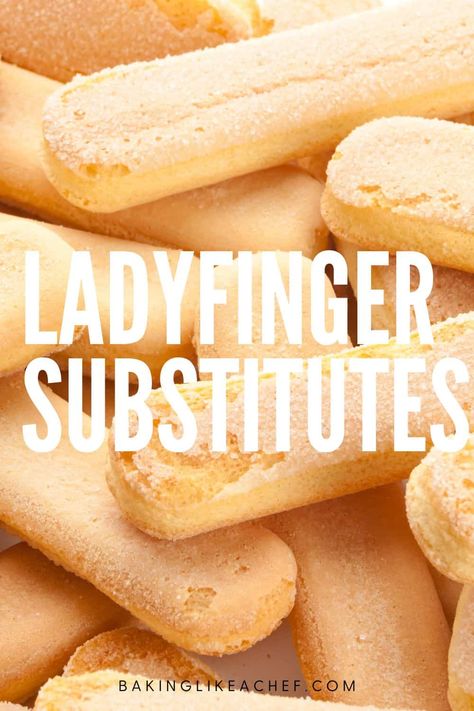 Learn the best ladyfinger substitutes and how to replace savoiardi biscuits with other alternatives to make an Italian classic – tiramisu. Grab the guide on over 20 great ideas, from Pavesini cookies and biscotti to sponge cake and panettone to French madeleines and waffles. | www.bakinglikeachef.com Lady Fingers Dessert, French Madeleines, Lady Fingers Recipe, Digestive Cookies, Classic Tiramisu, Lady Finger Cookies, Speculoos Cookies, Finger Cookies, Tiramisu Dessert