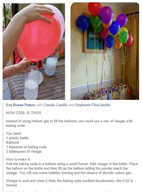 Homemade Helium - Baking Soda and Vinegar Blowing Up Balloons, Up Balloons, Party Hacks, Diy Birthday Decorations, Shower Bebe, Balloon Diy, Helium Balloons, Diy Birthday, Diy Party