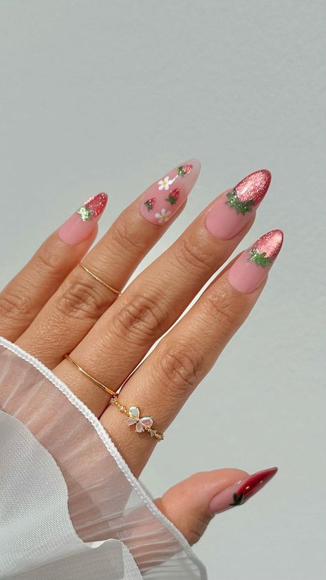 Daily Charme Official | EASY Strawberry spring nails for beginners ✨🍓 Cat eye edition (part 3) ❤️ Do you want to see these in pink? 💖 Save and share! Using… | Instagram Beginner Nail Art, Nails For Beginners, Strong Cat, Strawberry Nails, Santa Claws, Nail Art For Beginners, Liner Brush, Easy Strawberry, Cat Nails