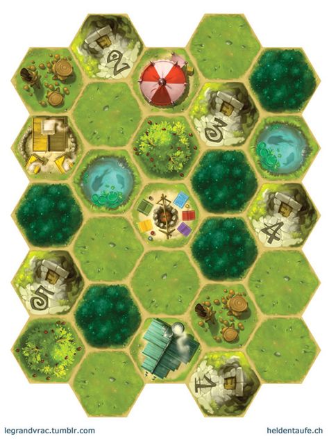 Heldentaufe on Behance Boardgame Design, Hexagon Game, Hex Map, Rpg Board Games, Board Game Design, Creative Games, Game Background, Game Concept Art, Game Dev