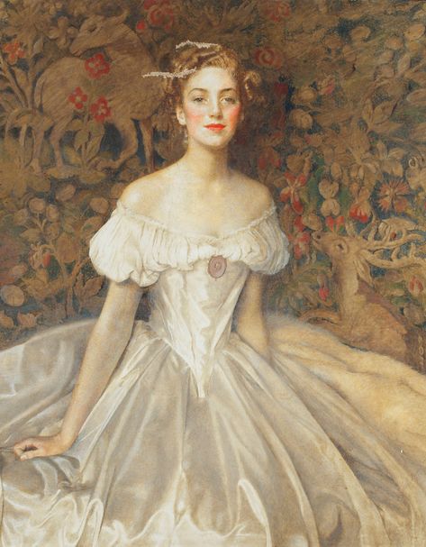 Frank Cadogan Cowper "Portrait of Elizabeth Witts, white s… | Flickr Frank Cadogan Cowper, Pre Raphaelite Art, John Everett Millais, Pre Raphaelite, Fantasy Paintings, Historical Art, Woman Painting, Female Portrait, Portrait Painting