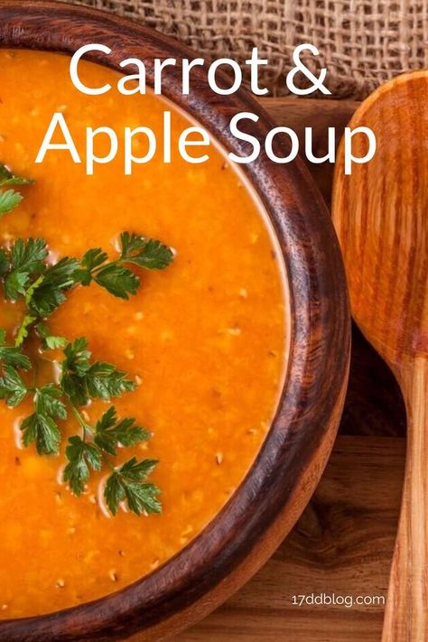 Carrot Apple Recipes, Carrot Apple Soup Recipes, Carrot And Apple Soup, Carrot Stew Recipes, Carrot Soup Recipes Easy, Apple Carrot Soup, Smooth Soups, Carrot Apple Soup, Cottage Cooking