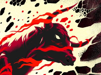 Raging Bull // Illustration by MUTI Journal Illustration, Red Shades, Raging Bull, Up North, Comic Illustration, Illustration Artwork, Behance Net, 그림 그리기, Red Bull