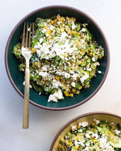 Corn & Quinoa Salad with Pineapple Lime Dressing - Justine Doiron Bob Appetit, Pineapple Dressing, Corn Quinoa Salad, Lime Quinoa Salad, Corn And Quinoa, Salad With Pineapple, Corn Quinoa, Corn And Cheese, Edamame Beans