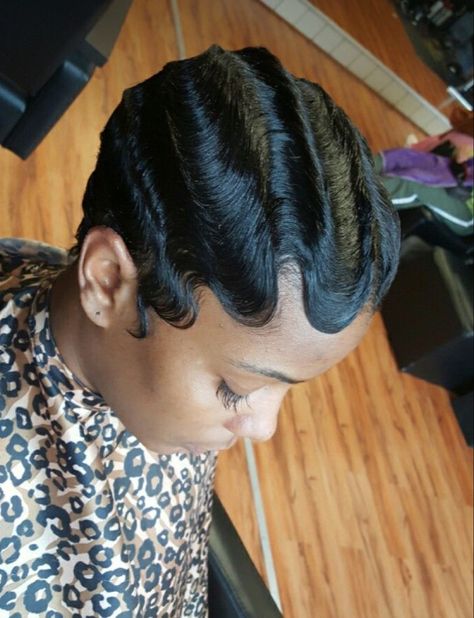 Short Fingerwave Styles, Fingerwaves Long Hair, Fingerwaves Short Hair Black, Fingerwaves Short Hair, Fingerwaves Short Hair Black Pixie Cuts, Finger Waves Natural Hair, Uni Hairstyles, Spikes Hair, Big Waves Hair