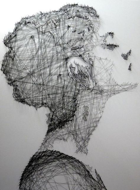 Experimental Drawing, Art Fil, Art Advertising, Art Live, Live Art, String Art Diy, Thread Art, A Level Art, Art Portraits