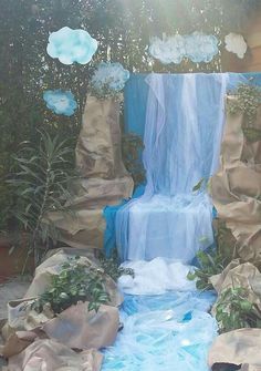 Clever set design Fake Waterfall, Group Vbs, Waterfall Decoration, Jungle River, Lifeway Vbs, Jungle Decorations, Ganpati Decoration At Home, Ganapati Decoration, Vbs Themes