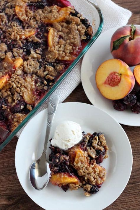 Blackberry Peach, Blackberry Crisp, Crisp Topping, Crisp Desserts, Peach Crumble, Warm Desserts, Blackberry Recipes, Peach Crisp, Fruit Cobbler