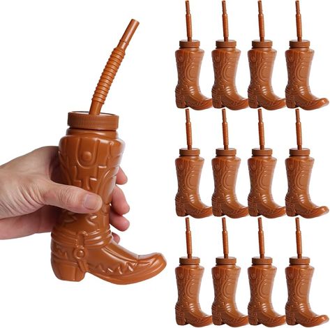 Amazon.com: Fxswety Cowboy Boot Cups 10 Ounces Plastic Cowboy Cups with Straws and Lids for Rodeo Party Favors and Western Themed Party Supplies(12Pcs) : Toys & Games Rodeo Party Favors, Rodeo Theme Birthday Party, Cowboy Birthday Party Decorations, Western Themed Party, Plastic Cup With Straw, Cups With Straws, 1st Rodeo, Rodeo Party, Western Theme Party