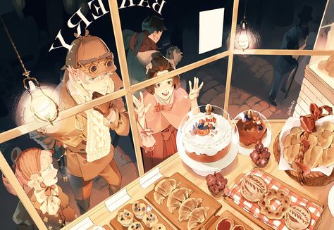 Cool Art Compositions, The Great Ace Attorney, Great Ace Attorney, Cafe Illustration, Bakery Art, Art Composition, 221b Baker Street, Perspective Art, Ace Attorney