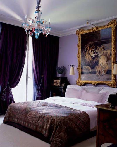 Giant Painting, Giant Lion, Purple Bedroom Design, Lion Portrait, Lavender Wall, Living Colors, Purple Home Decor, Home Decor Catalogs, Purple Bedrooms