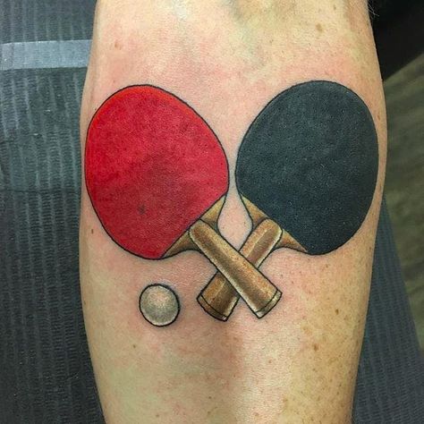 servo_jefferson | Paddles and ball by Jesse Kube (via IG -- jessetat2) #JesseKube #pingpong #pingpongtattoo #tabletennis #tabletennistattoo | Tattoodo Ping Pong Tattoo, Memorial Tattoos, Paddles, Table Tennis, Ping Pong, Jesus Fish Tattoo, Tattoo Designs, Tattoos