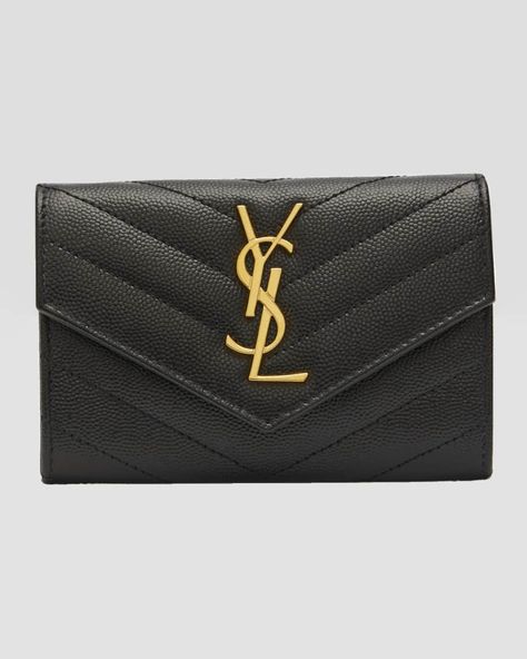 Get free shipping on Saint Laurent YSL Small Grain de Poudre Envelope Wallet at Neiman Marcus. Shop the latest luxury fashions from top designers. Beauty Stocking Stuffers, Ysl Wallet, Leather Makeup Bag, Luxury Gifts For Her, Saint Laurent Handbags, Ysl Logo, Envelope Wallet, Luxury Wallet, Chrome Metal