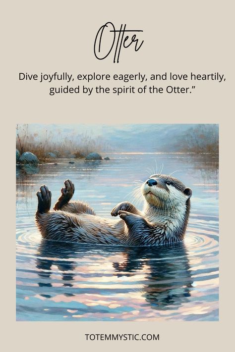 The spiritual meaning of the otter represents the art of playfulness, teaching us to find joy in the mundane and to lighten our spirits with the simple pleasures of life. #totem animal #spirit animal Otter Symbolism, Otter Spirit Animal, Animals Cards, Spirit Animal Meaning, Animal Meanings, Totem Animal, Animal Spirit Guides, Animal Spirit, Spirit Animals