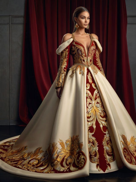 Royal Coronation Gown, Huge Ball Gowns, Queen Dress Royal Fantasy, Royal Ball Dress, Royal Dresses Princesses, Queen Dress Royal, Westeros Fashion, Marble Queen, Royal Costume