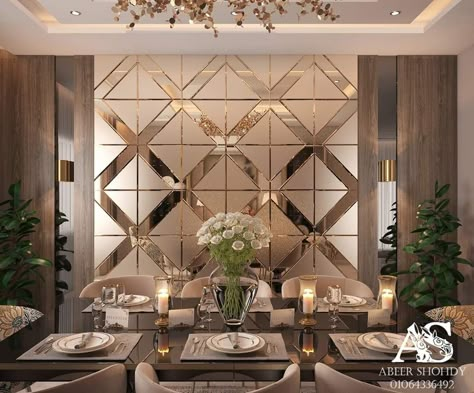 Saudi Design, Dining Room Design Luxury, Mirror Decor Living Room, Dining Room Design Modern, Wall Panel Design, Dinning Room Design, Dining Room Interiors, Living Room Partition Design, Luxury Dining Room