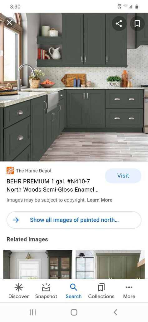 Northwoods Behr Paint, North Woods Behr Paint, Behr Paint, Painting Kitchen Cabinets, Paint Colors For Home, Painting Cabinets, Wood Cabinets, Better Homes And Gardens, Better Homes