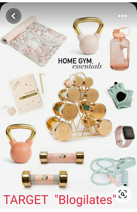 Workout Stuff To Buy, Cute Gym Equipment, Pretty Dumbbells, Gym Christmas Gifts, Aesthetic Dumbbells, Pretty Home Gym, Dumbbells Aesthetic, Gym Essentials Woman, Gold Dumbbell