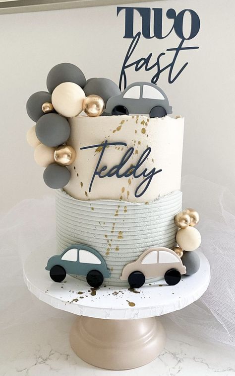 2nd Birthday Cake Boy, Cars Theme Cake, Second Birthday Cakes, Baby Boy Birthday Cake, 2nd Birthday Party For Boys, Baby First Birthday Cake, 2nd Birthday Boys, Baby Birthday Decorations, Car Birthday Theme