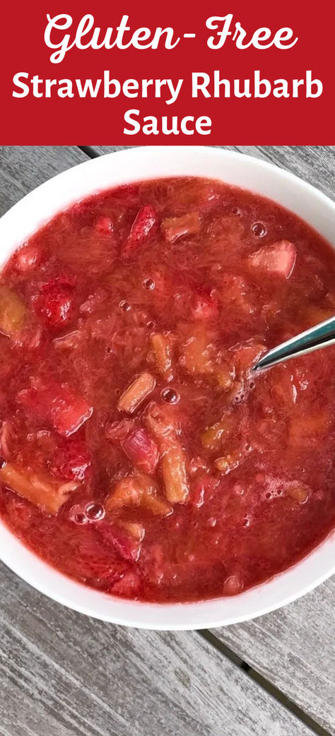 Strawberry Rhubarb sauce is one of the easiest and most versatile ways to enjoy rhubarb season! This super simple recipe is easy and yields a perfectly sweet + tart sauce works equally well as part of breakfast or dessert! And... it's naturally gluten-free! Healthy Rhubarb Recipes, Strawberry Rhubarb Sauce, Rhubarb Coffee Cakes, Rhubarb Sauce, Vanilla Chia Pudding, Easy To Cook Meals, Strawberry Rhubarb Pie, Peanut Butter No Bake, Rhubarb Recipes