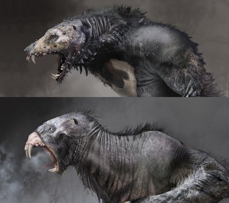 ArtStation - GOW - Early Wulver concepts, Dela Longfish Monsters Rpg, Werewolf Art, Monster Concept Art, Alien Creatures, Fantasy Monster, Monster Design, Creature Concept Art, Arte Animal, 판타지 아트