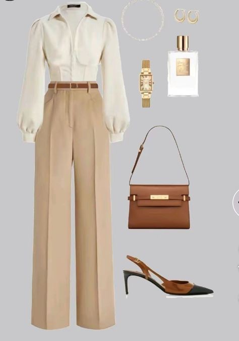 Styling Jewelry Outfit, Corporate Lawyer Fashion, Classy Business Woman Aesthetic, Smart Outfits For Women, Womens Blazer Outfit Business, Beige Heels Outfit, Silk Top Outfit Classy, Rich Outfit Ideas, Therapist Outfits Women