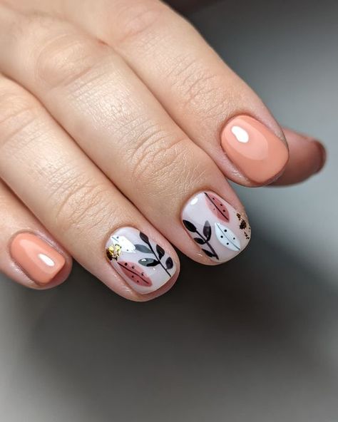 Nails Leaves Design, Aurora Nails, September Nails, Cute Nails For Fall, Her Nails, Nail Colours, Cute Gel Nails, Fall Nail Art, Manicure Y Pedicure