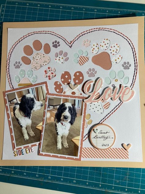 Pet Scrapbook Ideas, Dog Scrapbook Pages Ideas, Dog Scrapbook Pages Layout, Scrapbook Ideas For Dogs Photo Layouts, Pet Memorial Scrapbook Page, Dog Scrapbook Layouts, Puppy Love Scrapbook Layout, 2023 Books, Pet Scrapbook Layouts