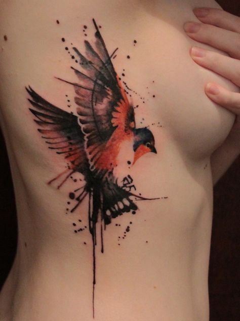 Tattoo On The Side, Sparrow Tattoo Design, Robin Tattoo, Watercolour Tattoos, Sparrow Tattoo, Eagle Tattoos, Geniale Tattoos, Tatuaje A Color, Eagle Tattoo