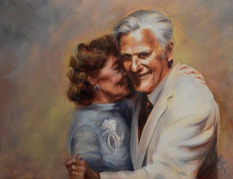 Oil painting of my great grandparents at their 50th wedding anniversary Grandparents Painting, Great Grandparents, Couple Painting, Modern Portraits, Old Couples, 50th Wedding Anniversary, Ap Art, 50th Wedding, Couple Portraits