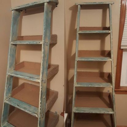 repurposed ladder shelf project, repurposing upcycling, shelving ideas, storage ideas How To Make A Ladder Shelf, Ladder Repurpose Ideas, Repurposed Ladder Shelf, Repurposed Ladders, Ladder Shelf Diy, Shelf Diy, Old Ladder, Diy Ladder, Ladder Storage