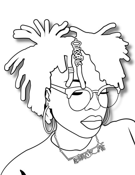 Drawing Of Black Women, Cricut Coloring Pages, Baddie Coloring Pages Printable, Cover Page Printable, Black Women Coloring Pages, Locs Art, African Drawings, Sublimation Art, People Coloring Pages