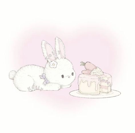 Pastel Pink Icons:), Drawing Digital Art, Rabbit Cake, Soft Pink Theme, Bunny Pictures, Pink Posters, Drawing Digital, Pink Girly Things, Pink Themes