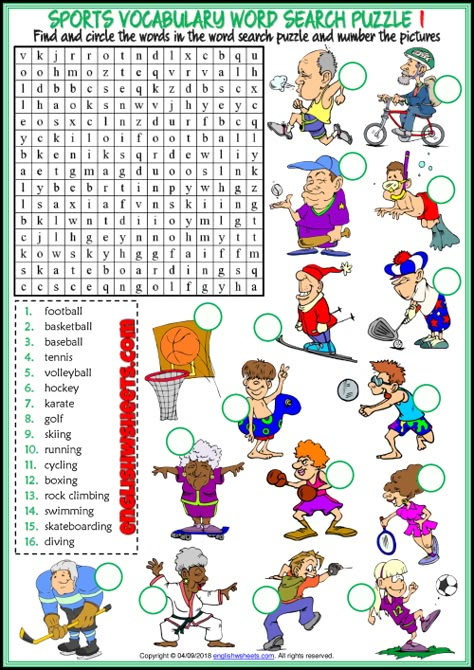 Sports ESL Printable Word Search Puzzle Worksheets For Kids Puzzle Worksheets For Kids, Sports Word Search, Sports Crossword, Sport English, Word Search Puzzles Printables, Printable Sports, Esl Vocabulary, Word Search Printables, Search Google