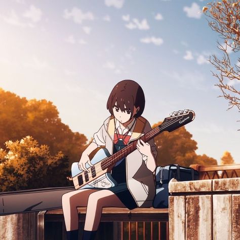 Her Blue Sky Anime, Her Blue Sky, Sky Anime, Anime Icons, Blue Sky, Guitar, Anime, Blue