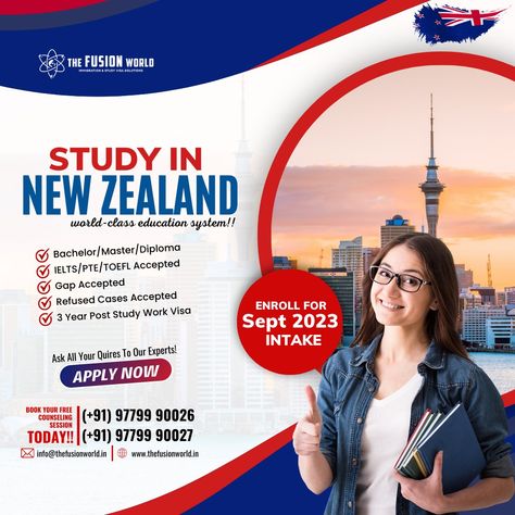 Embark on an extraordinary educational journey in the captivating landscapes of New Zealand! ✔️ Bachelor/Master/Diploma ✔️ IELTS/PTE/TOEFL Accepted ✔️ Gap Accepted ✔️ Refused Cases Accepted ✔️ 3 Year Post Study Work Visa 🌿✨ Immerse yourself in a world-class education system, vibrant multicultural communities, and breathtaking natural wonders. Expand your horizons, make lifelong friendships, and unlock limitless opportunities. Join us in the land of innovation and adventure! 📚🌏 Red Art Painting, Admissions Poster, Study In New Zealand, First Birthday Party Decorations, Publicidad Creativa, Wallpapers Android, Red Art, Education System, Media Post