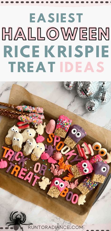 Dipped Rice Krispie Treats, Halloween Rice Krispie Treats Ideas, Halloween Themed Desserts, Halloween Rice Krispie Treats, Homemade Rice Krispies Treats, Halloween Deserts, Star Sprinkles, Snack Platter, Black Candy