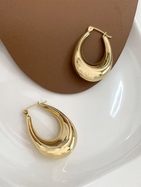 Yellow Gold Elegant Collar  Copper   Embellished   Fashion Jewelry Jewelry Photography Styling, Drop Hoop Earrings, Earrings Trendy, Dope Jewelry, Classy Jewelry, Jewelry Essentials, Jewelry Lookbook, Gold Copper, Jewelry Photography