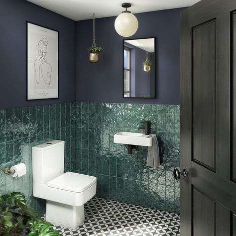 Want to know how to make a small bathroom look bigger? Follow our guide for top tips on how to make the most of a small bathroom whilst keeping it stylish. Modern Spanish Bathroom, Small Bathroom Look Bigger, Bathroom Victorian, Small Bathroom Inspiration, Green Tile Bathroom, Modern Basin, White Victorian, Downstairs Loo, Cloakroom Basin