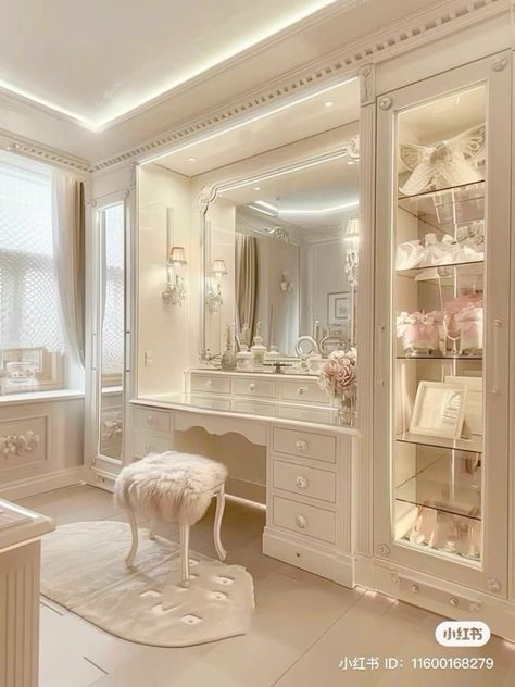 Modern Princess Bedroom, White Princess Bedroom, Classy Room Ideas, Luxury Master Closet, Fancy Bedroom Luxury, Rich Girl Room, Princess Bedroom Aesthetic, Luxury Closet Aesthetic, Princess Room Aesthetic