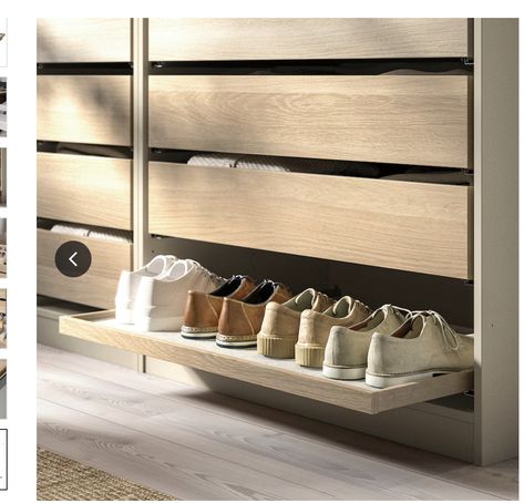 Clothing And Shoe Storage, Coat Cupboard Ideas, Bedroom Shoe Storage Ideas, Foyer Shoe Rack, Shoe Drawers, Shoe Storage Design, Shoe Storage Drawers, Dressing Ikea, Ikea Komplement