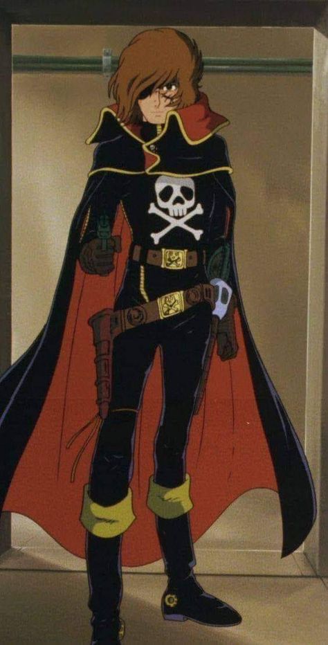 Japan Anime Art, Harlock Space Pirate, Space Captain, Space Pirate Captain Harlock, Captain Harlock, Art Male, Space Pirate, 80s Cartoons, Japan Anime