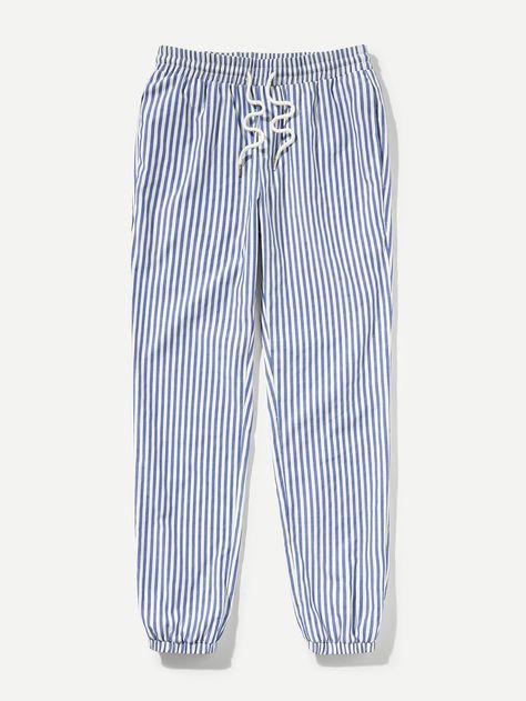 Striped Pants Men, Shein Men, Mid Waist Pants, Men Pants, Blouse Pants, Boys Fashion, Fancy Pants, Loose Blouse, Pants Men