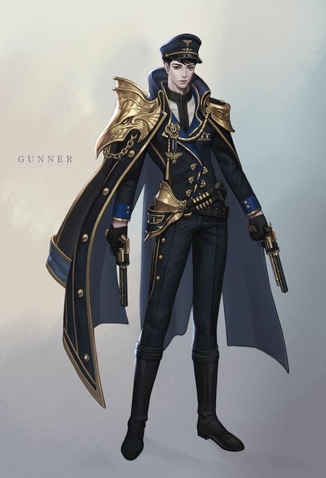 Gunner, YOONART . on ArtStation at https://www.artstation.com/artwork/3JRDD Anime Military Uniform, Knight Uniform, Police Outfit, Anime Military, Navy Outfit, Police Uniforms, Male Character, Anime Inspired Outfits, Military Outfit