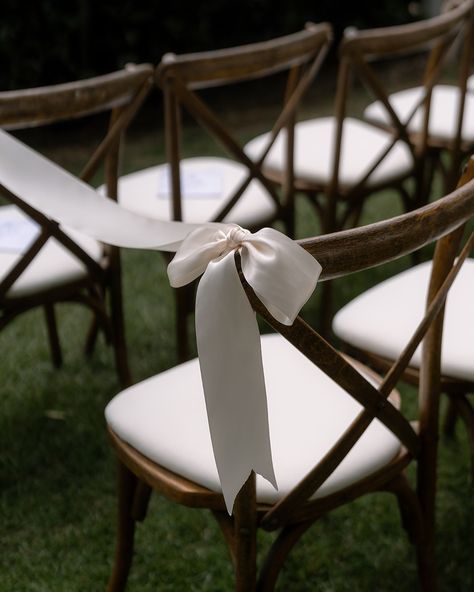 Intimate Wedding Backdrop, White Ceremony Chairs, Brown Chairs Wedding, Ceremony Chair Decor, Dark Brown Chair, Mum Wedding, Intimate Garden, Groom Tux, Ceremony Dress