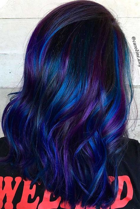 Beautiful Purple and Blue Hair Looks ★ See more: http://lovehairstyles.com/purple-and-blue-hair-looks/ Blue Purple Hair Color, Blue And Purple Hair, Dark Purple Hair Color, Blue Purple Hair, Purple Hair Color, Hair Color Pictures, Dark Purple Hair, Blue Ombre Hair, Galaxy Hair