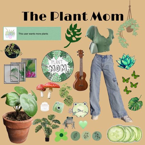 Plant Clothes Aesthetic, Enfp Aesthetic Outfit, Enfp Outfits, Enfp Aesthetic Vibe, Plant Mom Aesthetic Wallpaper, Plant Mom Outfit, Infp-t Core Aesthetic, Plant Mom Aesthetic Outfit, Artsy Plant Mom Aesthetic