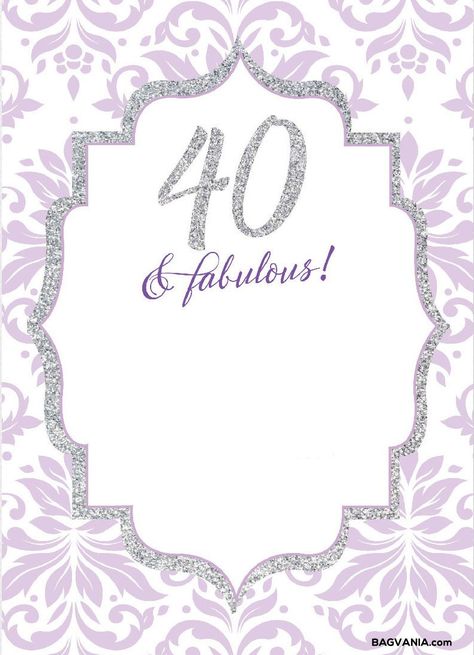 FREE-Printable-40th-Birthday-Invitations-Sparkling-Purple-Template – FREE Printable Birthday Invitation Templates – Bagvania 40 Invitation Birthday, 40th Birthday Ideas For Women Invitation, 40 Bday Invite, 40th Bday Invite For Women, 40 And Fabulous Invitations, Birthday Email, Birthday Party Invitation Wording, Birthday Invitation Card Template, 40th Birthday Party Invites