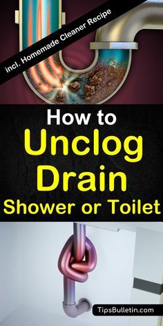 Clean Shower Drain, Unclog A Drain, Cleaning Sink Drains, Natural Drain Cleaner, Drain Unclogger, Unclog Sink, Homemade Cleaner, Homemade Cleaners Recipes, Clogged Drains