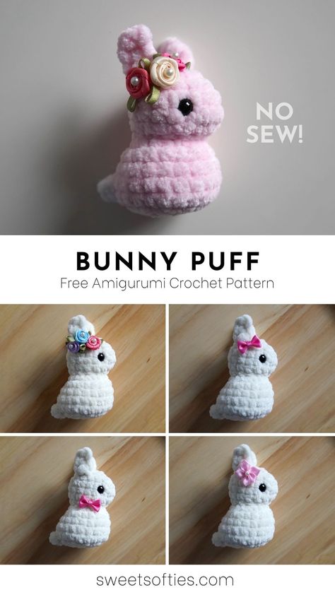 Bunny Puff Strawberry Rhino Crochet, Small Bunny Amigurumi Free Pattern, Simple Bunny Crochet Pattern, Sweet Softies Amigurumi, Pocket Bunny Free Crochet Pattern, Mini Crochet Bunny Free Pattern, Free Egg Crochet Pattern, Tiny Crochet Bunny, Free Fidget Crochet Patterns